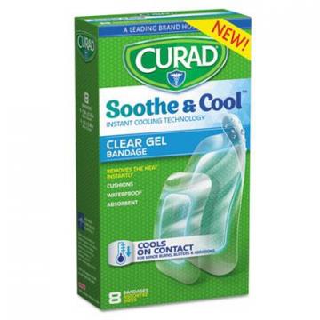 Medline Curad Soothe & Cool Clear Gel Bandages, Assorted, Clear, 8/Box