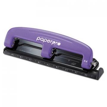 Bostitch Paperpro EZ Squeeze Three-Hole Punch, 12-Sheet Capacity, Purple/Black