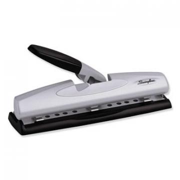 Swingline 12-Sheet LightTouch Desktop Two-to-Three-Hole Punch, 9/32" Holes, Black/Silver