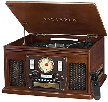 Victrola 8-in-1 Bluetooth Record Player & Multimedia Center, Built-in Stereo Speakers