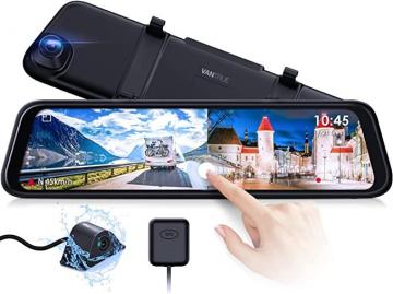 Vantrue Dual Mirror Dash Cam 2.5K + 1080P M2, 12” Full Touch Screen Front and Rear Camera
