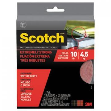 3M Scotch Extreme Fasteners, 1" x 10 ft, Clear, 2/Pack