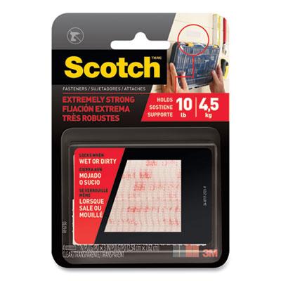 3M Scotch Extreme Fasteners, 1" x 3", Clear, 2/Pack