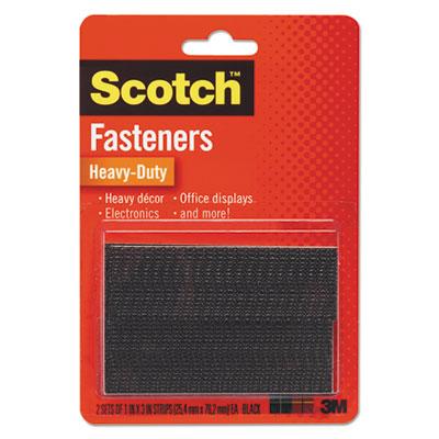 3M Scotch Heavy-Duty All-Weather Fasteners, 1" x 3", Black, 2/Pack
