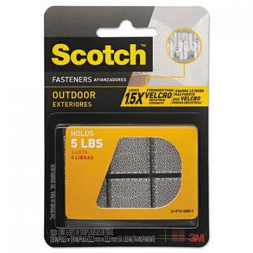 3M Scotch Outdoor Fasteners, 0.88" x 0.88", Clear, 6/Pack