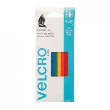 Velcro Brand ONE-WRAP Pre-Cut Thin Ties, 0.5" x 8", Assorted Colors, 5/Pack