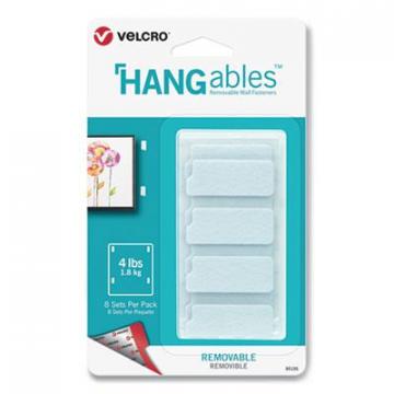Velcro HANGables Removable Wall Fasteners, 0.75" x 1.75", White, 8/Pack