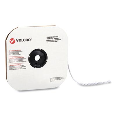 Velcro Sticky-Back Fasteners, Loop Side, 0.5" dia, White, 1,440/Carton