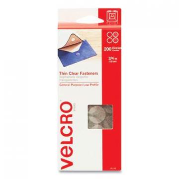 Velcro Sticky-Back Fasteners, Complete Sets, 0.75" dia, Clear, 200/Pack