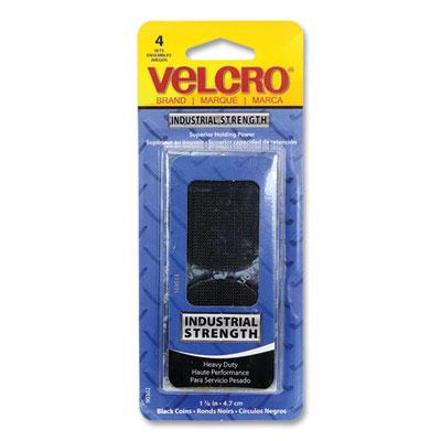 Velcro Industrial Strength Heavy-Duty Fastener, 1.88" dia, Black, 4 Fasteners