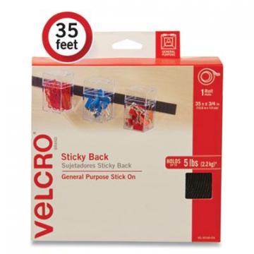 Velcro Brand Sticky-Back Fasteners, Removable Adhesive, 0.75" x 35 ft, Black