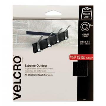 Velcro Heavy-Duty Fasteners, Extreme Outdoor Performance, 1" x 10 ft, Black