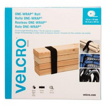 Velcro ONE-WRAP Cut-To-Fit Standard-Ties, 0.75" x 49 ft, Black