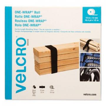 Velcro ONE-WRAP Cut-To-Fit Thin-Ties, 0.5" x 49 ft, Black