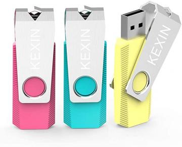 KEXIN 3 Pack 64GB USB Flash Drive 2.0 USB Stick Memory Stick Swivel Thumb Drive