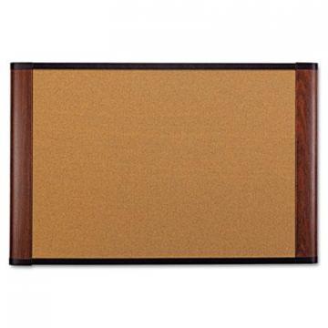3M Cork Bulletin Board, 72 x 48, Aluminum Frame w/Mahogany Wood Grained Finish (C7248MY)