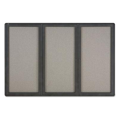Quartet Enclosed Fabric-Cork Board, 72 x 48, Gray Surface, Graphite Aluminum Frame (2367L)