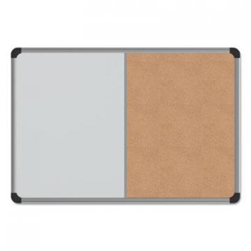 Universal Cork/Dry Erase Board, Melamine, 24 x 18, Black/Gray Aluminum/Plastic Frame (43742)