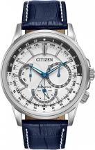 Citizen Eco-Drive Calendrier Quartz Men's Watch, Stainless Steel with Leather strap, Classic, Blue