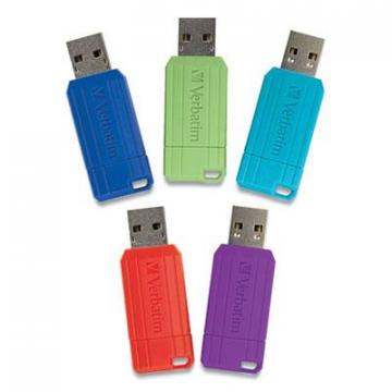 Verbatim PinStripe USB 2.0 Flash Drive, 32 GB, 5 Assorted Colors