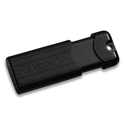 Verbatim PinStripe USB 3.0 Flash Drive, 64 GB, Black