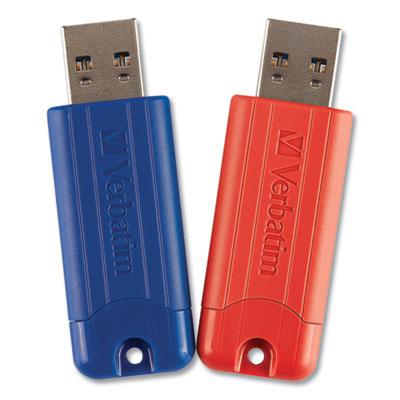 Verbatim PinStripe USB 3.0 Flash Drive, 32 GB, 2 Assorted Colors
