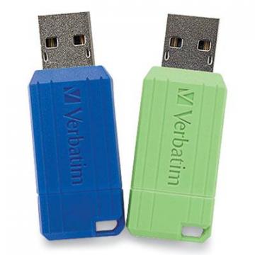 Verbatim PinStripe USB 2.0 Flash Drive, 32 GB, 2 Assorted Colors