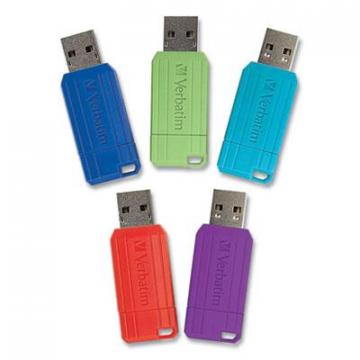 Verbatim PinStripe USB 2.0 Flash Drive, 16 GB, 5 Assorted Colors
