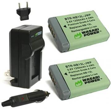 Wasabi Power NB-13L Battery (2-Pack) and Charger for Canon PowerShot G1 X Mark III, G5 X