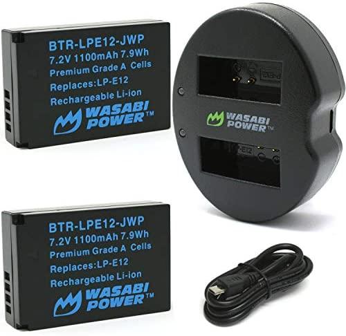 Wasabi Power LP-E12 Battery (2-Pack) and Dual USB Charger for Canon EOS M, EOS M10, EOS M50