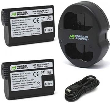 Wasabi Power Battery 2-Pack, Dual Charger for Nikon EN-EL15, EN-EL15b, EN-EL15c