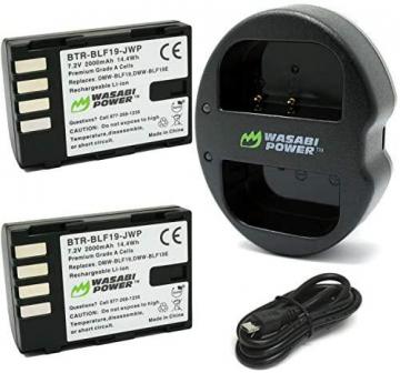 Wasabi Power Battery (2-Pack) and Dual USB Charger for Panasonic DMW-BLF19