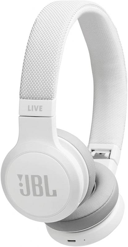 JBL Live 400BT Wireless On-Ear Headphones with Voice Control (White)
