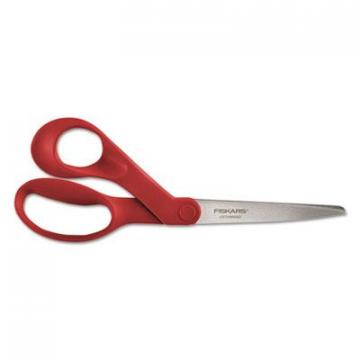 Fiskars Our Finest Left-Hand Scissors, 8" Long, 3.3" Cut Length, Red Offset Handle