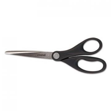 Universal Stainless Steel Office Scissors, Pointed Tip, 7" Long, 3" Cut Length, Black Handle