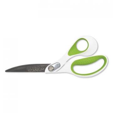 Westcott CarboTitanium Bonded Scissors, 9" Long, 4.5" Cut Length, White/Green Offset Handle