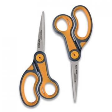Westcott Non-Stick Titanium Bonded Scissors, 8" Long, 3.25" Cut Length, Gray/Orange Handle