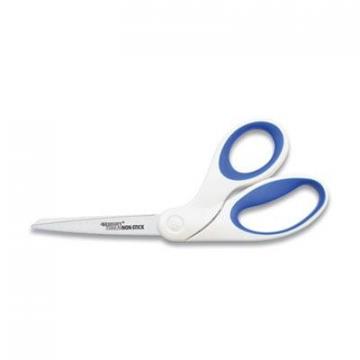 Westcott Non-Stick Titanium Bonded Scissors, 8" Long, 3.25" Cut Length, White/Blue Bent Handle