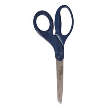 Westcott Titanium Bonded Scissors, 8" Long, 3.5" Cut Length, Navy Straight Handle