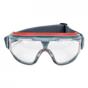 3M GoggleGear 500Series Safety Goggles, AntiFog, Red/Black Frame, Clear Lens,10/Ctn