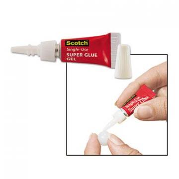 3M Scotch Single Use Super Glue No-Run Gel, 0.02 oz, Dries Clear, 4/Pack