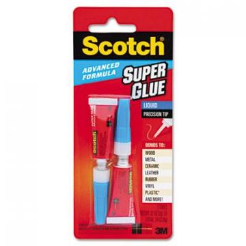 3M Scotch Single Use Super Glue Advanced Formula Liquid, 0.07 oz, Dries Clear, 2/Pack
