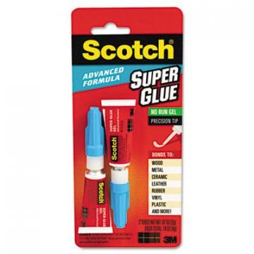 3M Scotch Single Use Super Glue Advanced Formula Gel, 0.07 oz, Dries Clear, 2/Pack
