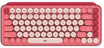 Logitech POP Keys Mechanical Wireless Keyboard with Customizable Emoji Keys, Heartbreaker Rose