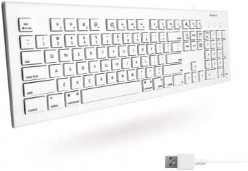 Macally Full Size USB Wired Keyboard for Mac and PC – White