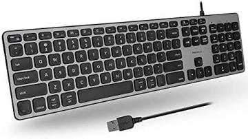 Macally USB Wired Keyboard for Mac and Windows - Space Gray