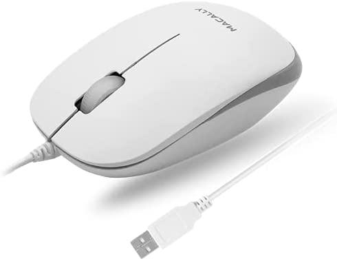 Macally USB Wired Mouse for Mac and Windows - White