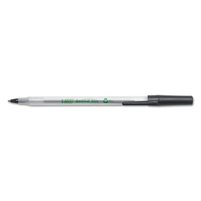 BIC Ecolutions Round Stic Stick Ballpoint Pen, 1mm, Black Ink, Clear Barrel, 50/Pack