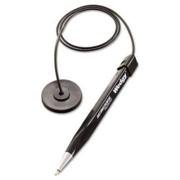 MMF Wedgy Antimicrobial Ballpoint Counter Pen w/Round Base, 1mm, Blue Ink, Black Barrel