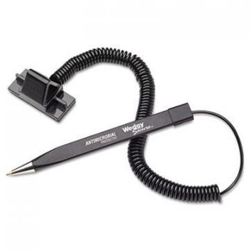 MMF Wedgy Secure Antimicrobial Ballpoint Counter Pen w/Scabbard, 0.5mm, Black Ink/Barrel